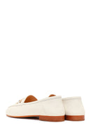 Women's White Leather Loafer with Buckle | Derimod