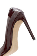 Women's Burgundy High Thin Heel Patent Leather Stiletto | Derimod