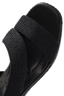 Women's Black Wedge Heeled Knitted Espadrille Sandals | Derimod