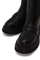 Harley Davidson Woman Black Glenn Zip Closure Thick-Soled Leather Boots | Derimod
