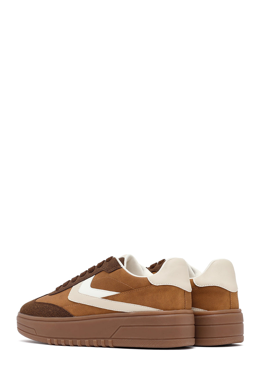 Women's Camel Lace-Up Thick-Soled Sneaker
