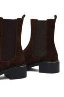 Women's Brown Thick-Soled Suede Leather Chelsea Boot | Derimod