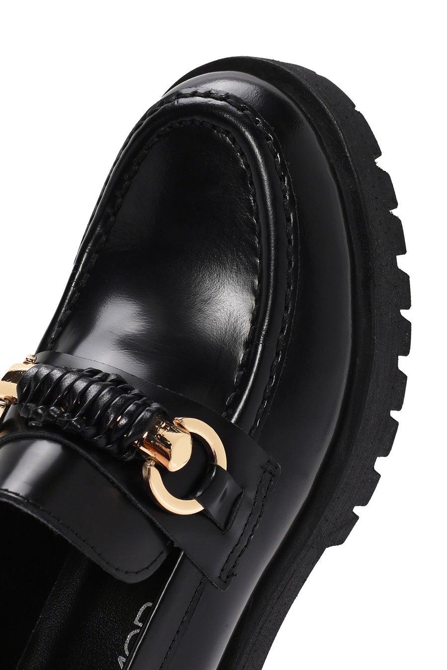 Women's Black Leather Patent Leather Masculine Loafer