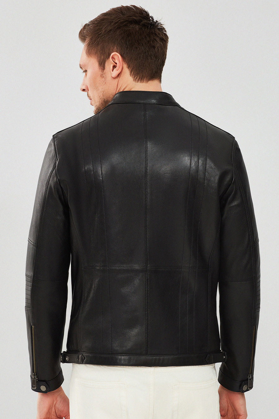Demar Men's Black Slim-Fit Leather Jacket