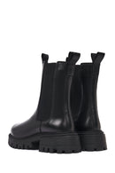 Woman Black Thick Sole Leather Chelsea Boots | Derimod