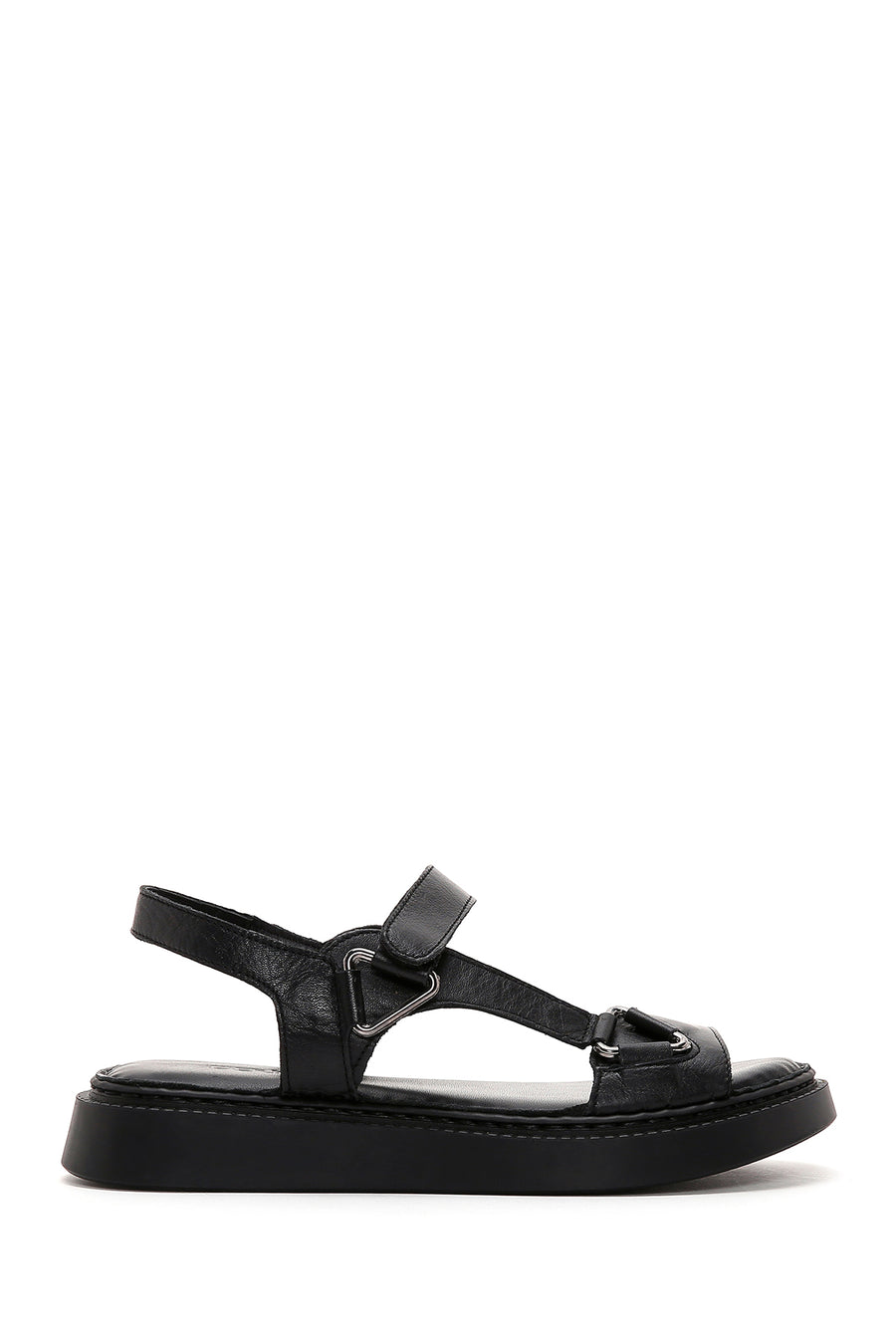 Kadın Siyah Deri Comfort Sandalet 25SFD340618 | Derimod