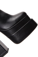 Women's Black Leather Platform High Heel Boots | Derimod