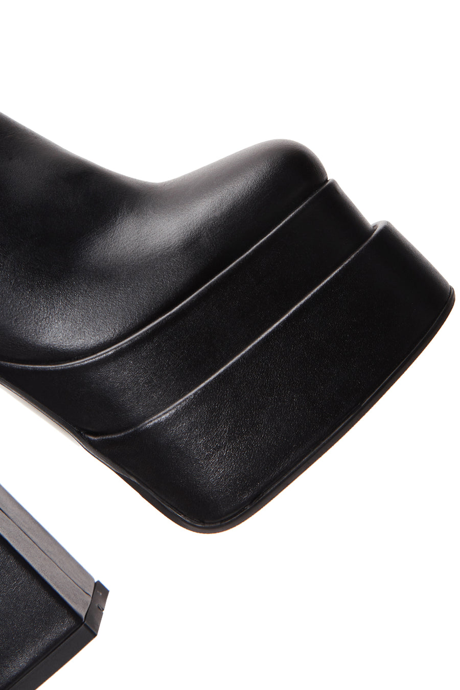 Women's Black Leather Platform High Heel Boots