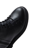 Women's Black Leather Zippered Boots | Derimod