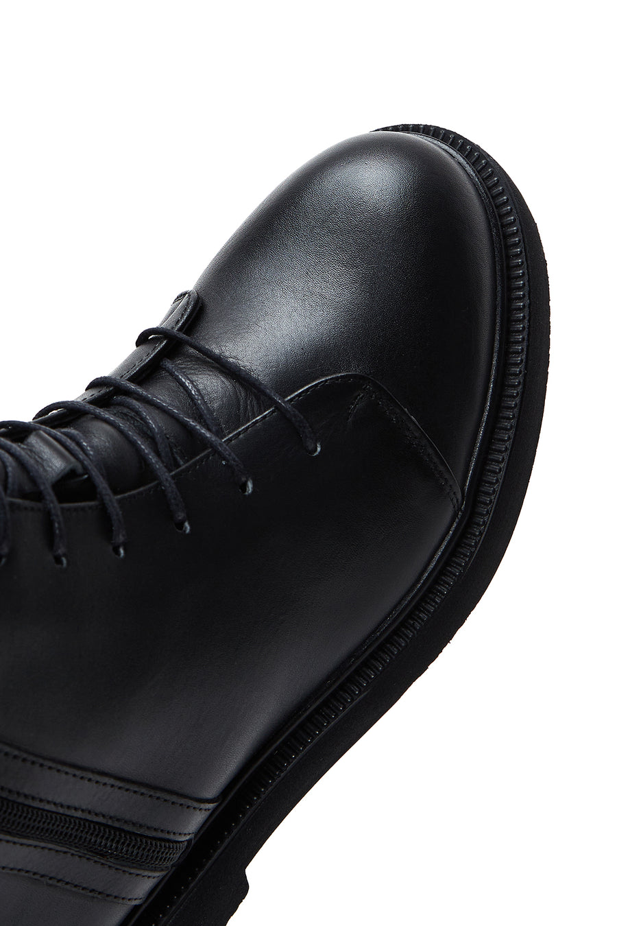 Women's Black Leather Zippered Boots