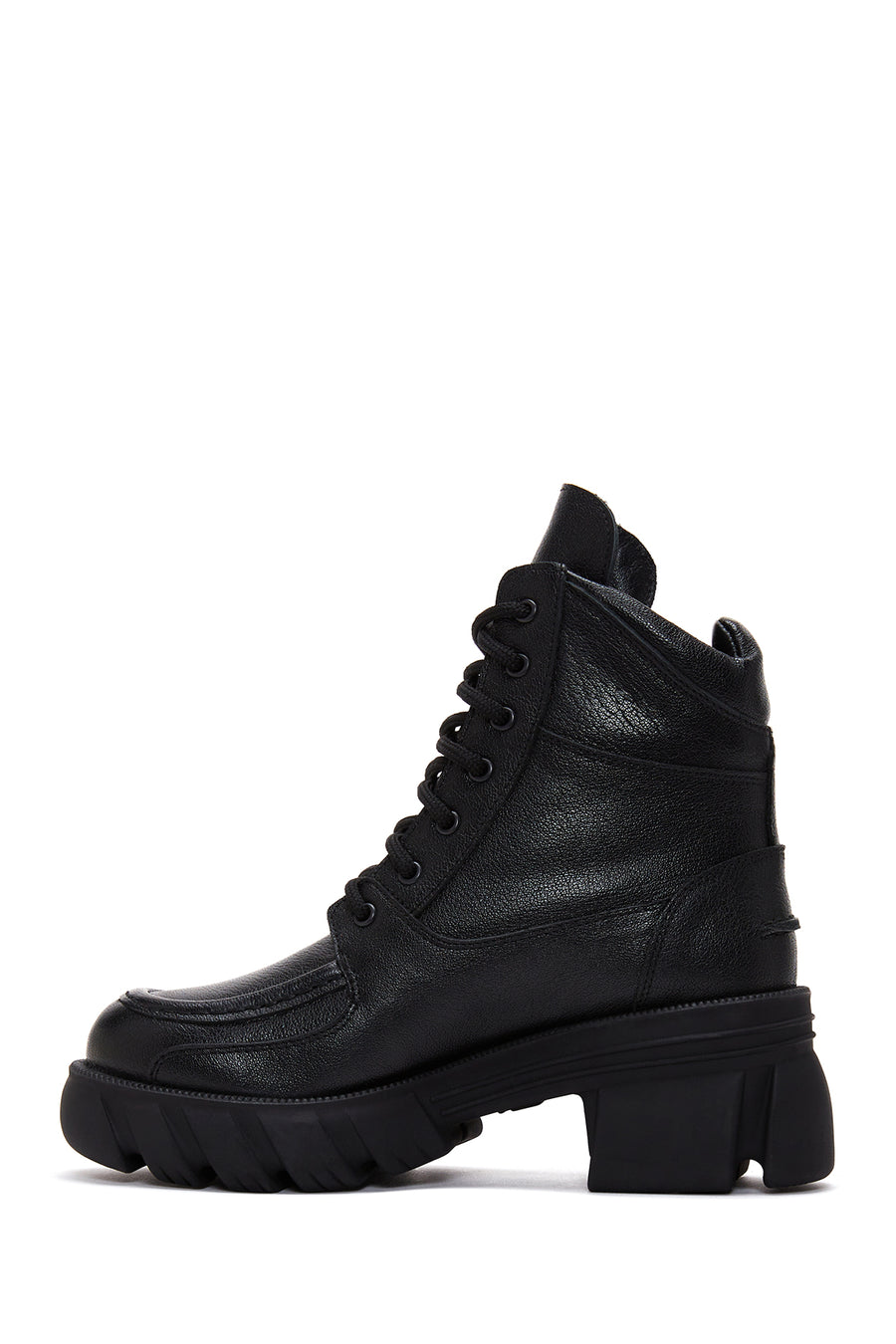 Women's Black Leather Lace-Up Boots