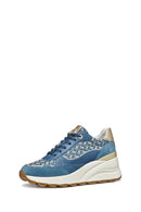 Geox Kadın Mavi D Spherica Ec13 A - Nap + Emb.Te Bağcıklı Dolgu Topuklu Sneaker | Derimod