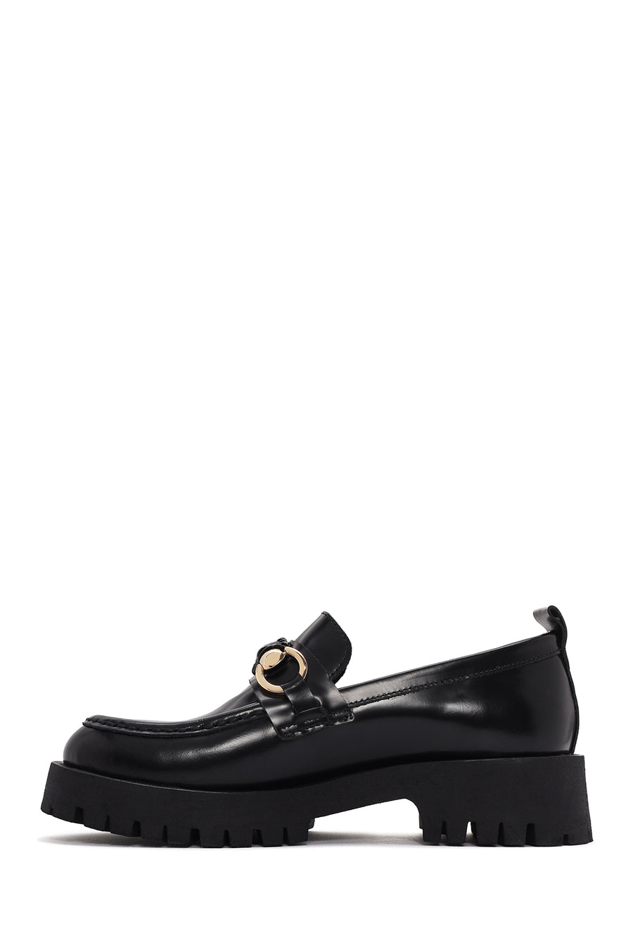Women's Black Leather Patent Leather Masculine Loafer