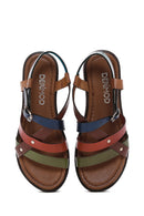 Women's Multicolored Thick-Soled Leather Bodrum Sandals | Derimod