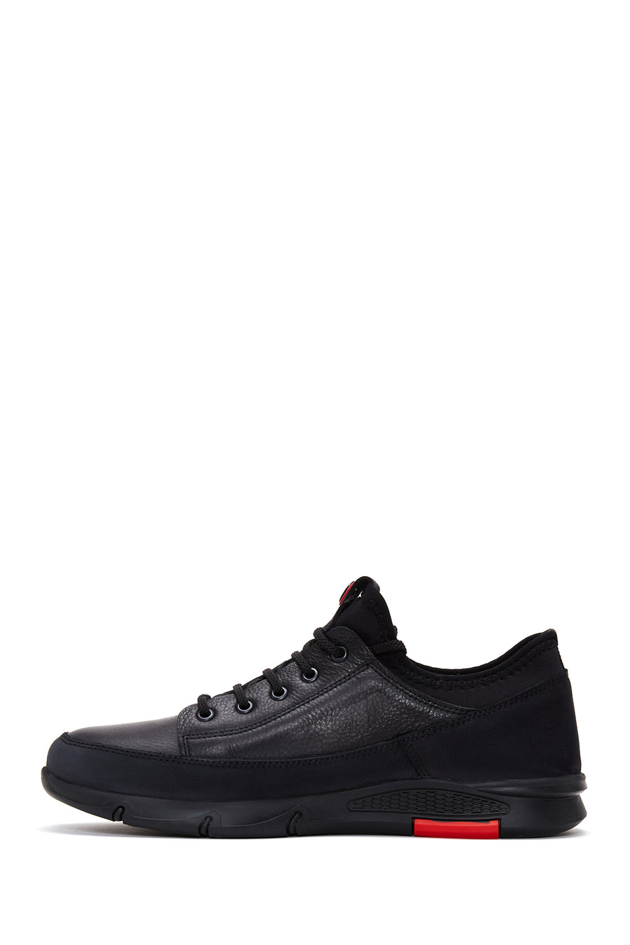 Men's Black Lace-up Leather Sneaker
