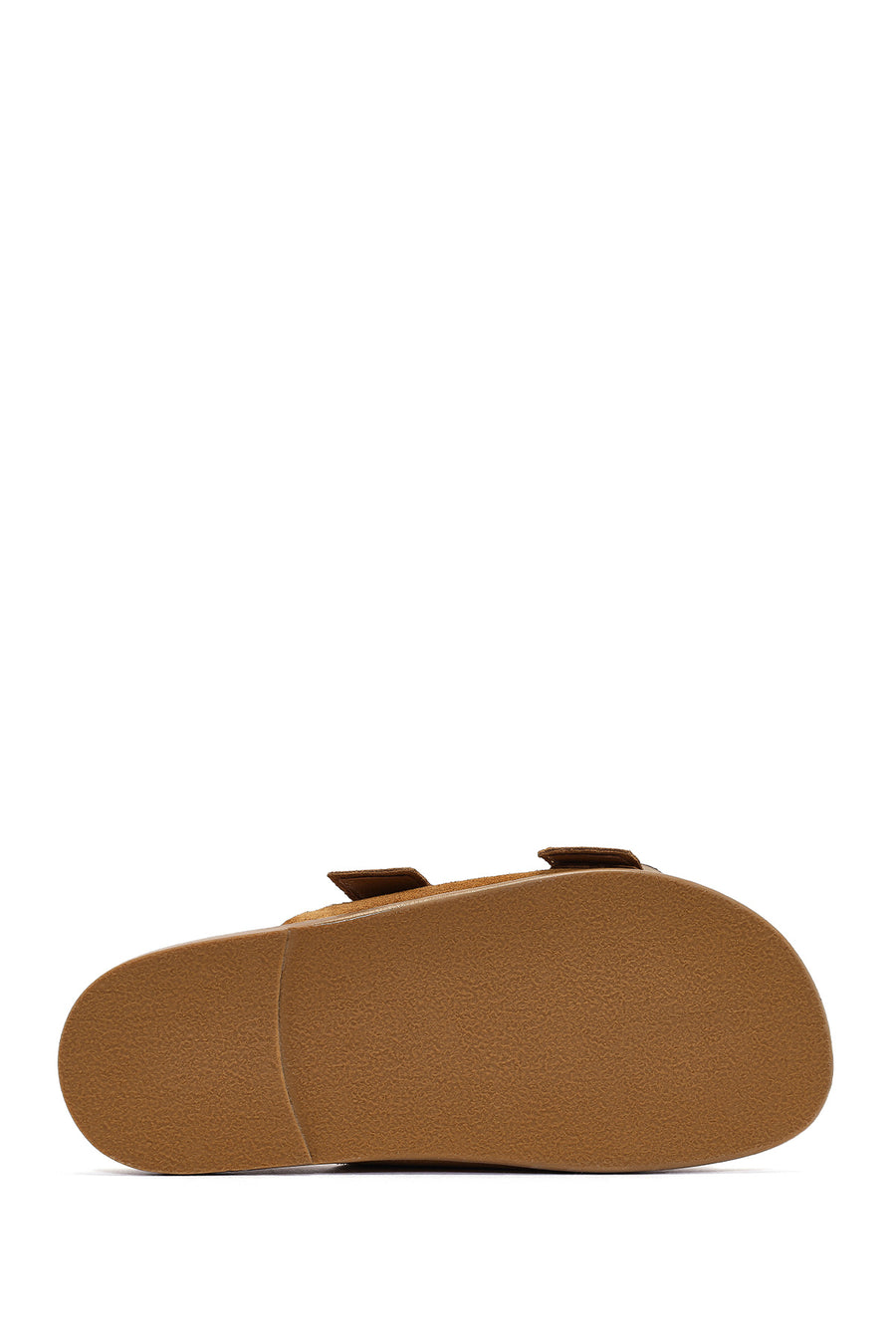 Women's Tan Double Buckle Suede Leather Slippers