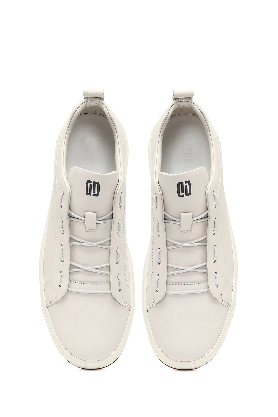 Erkek Beyaz Bağcıklı Deri Sneaker