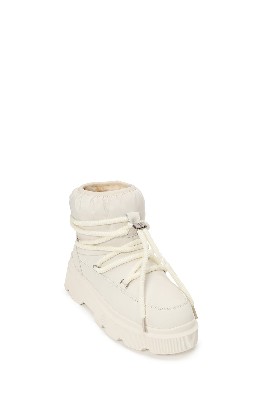 Woman Beige Lace-up Thick-soled Boots