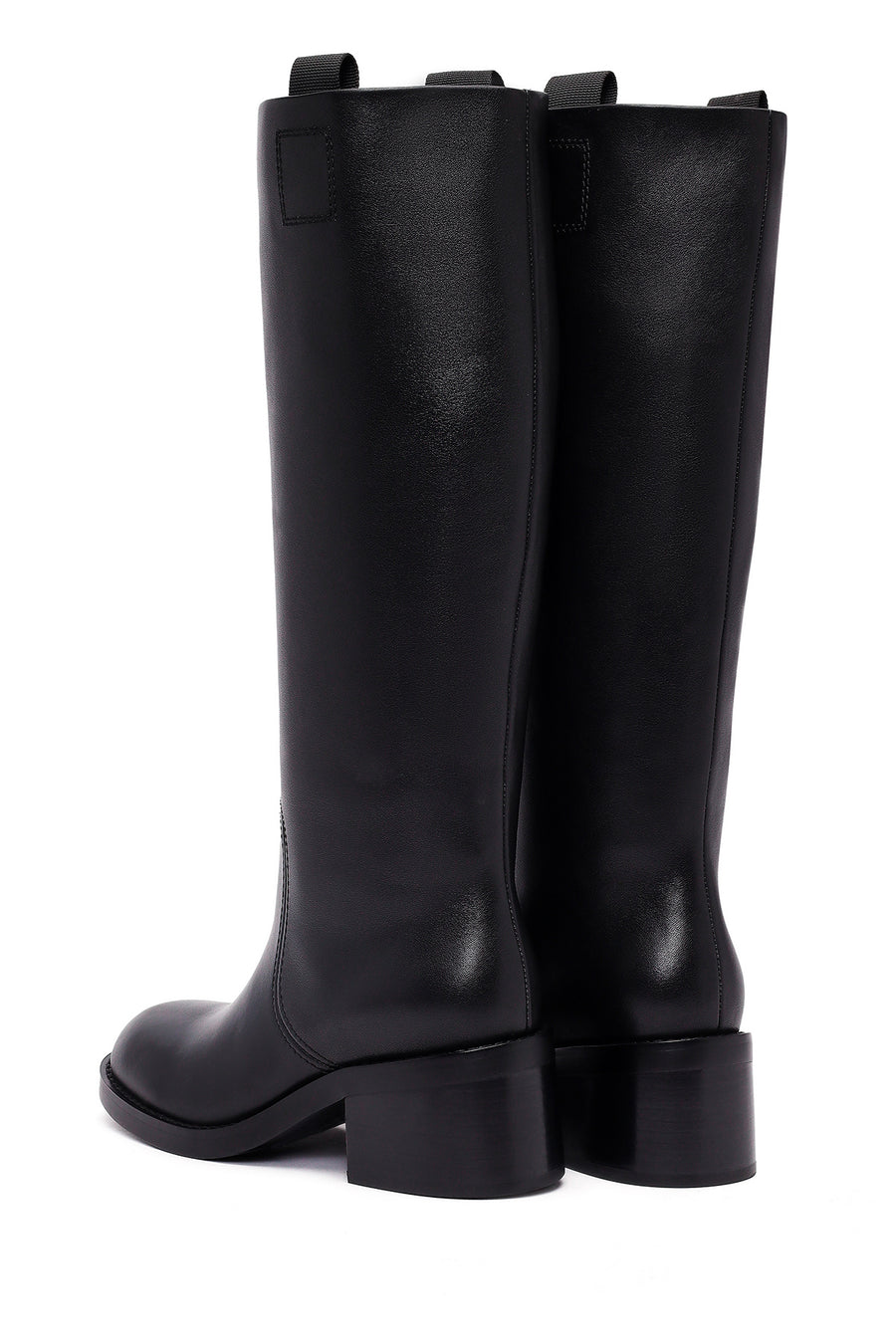 Women's Black Thick Heeled Leather Boot