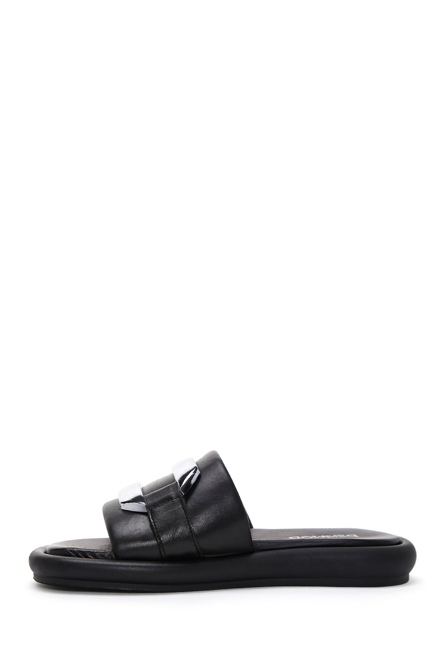 Women's Black Leather Comfort Slippers