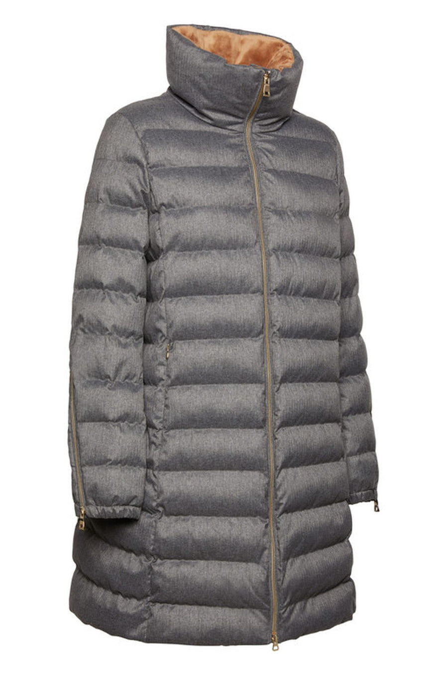Geox Women's Gray Ilde Long Coat with Fur Inside