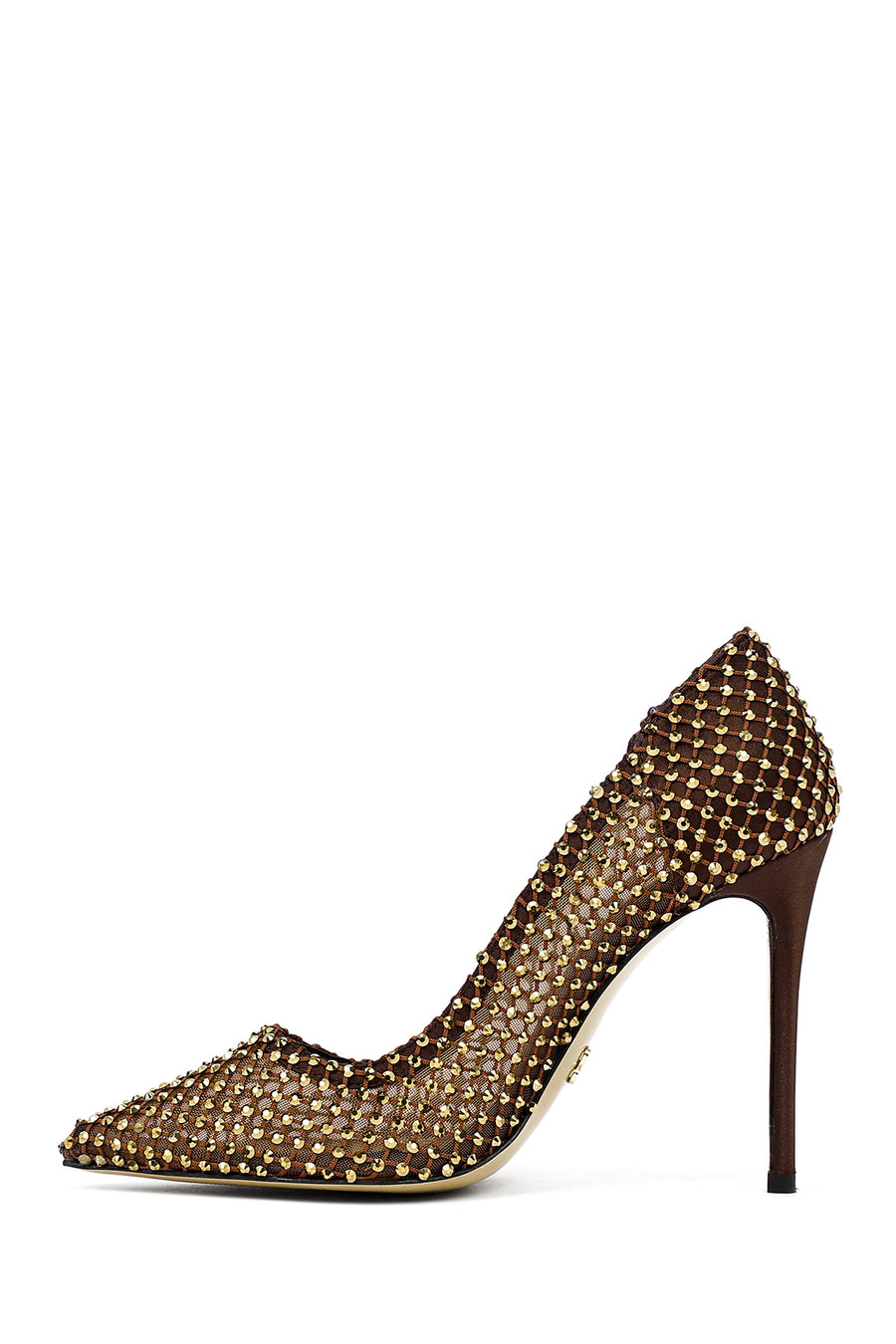Women's Bronze Stone High Thin Heel Leather Stiletto