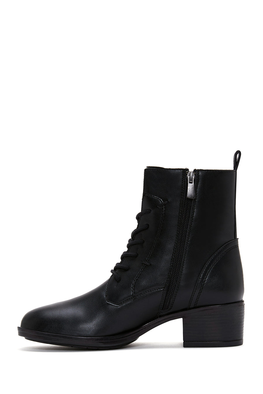 Women's Black Zippered Heeled Boots