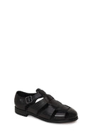 Derimod Black Male Black Leather Buckled Summery / Summer Shoes | Derimod
