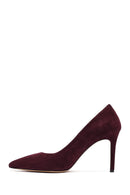 Woman Burgundy Thin-Heeled Suede Stiletto | Derimod
