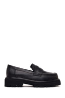 Kadın Siyah Kalın Tabanlı Deri Maskülen Loafer | Derimod
