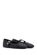 Women's Black Buckled Braided Ballerinas | Derimod