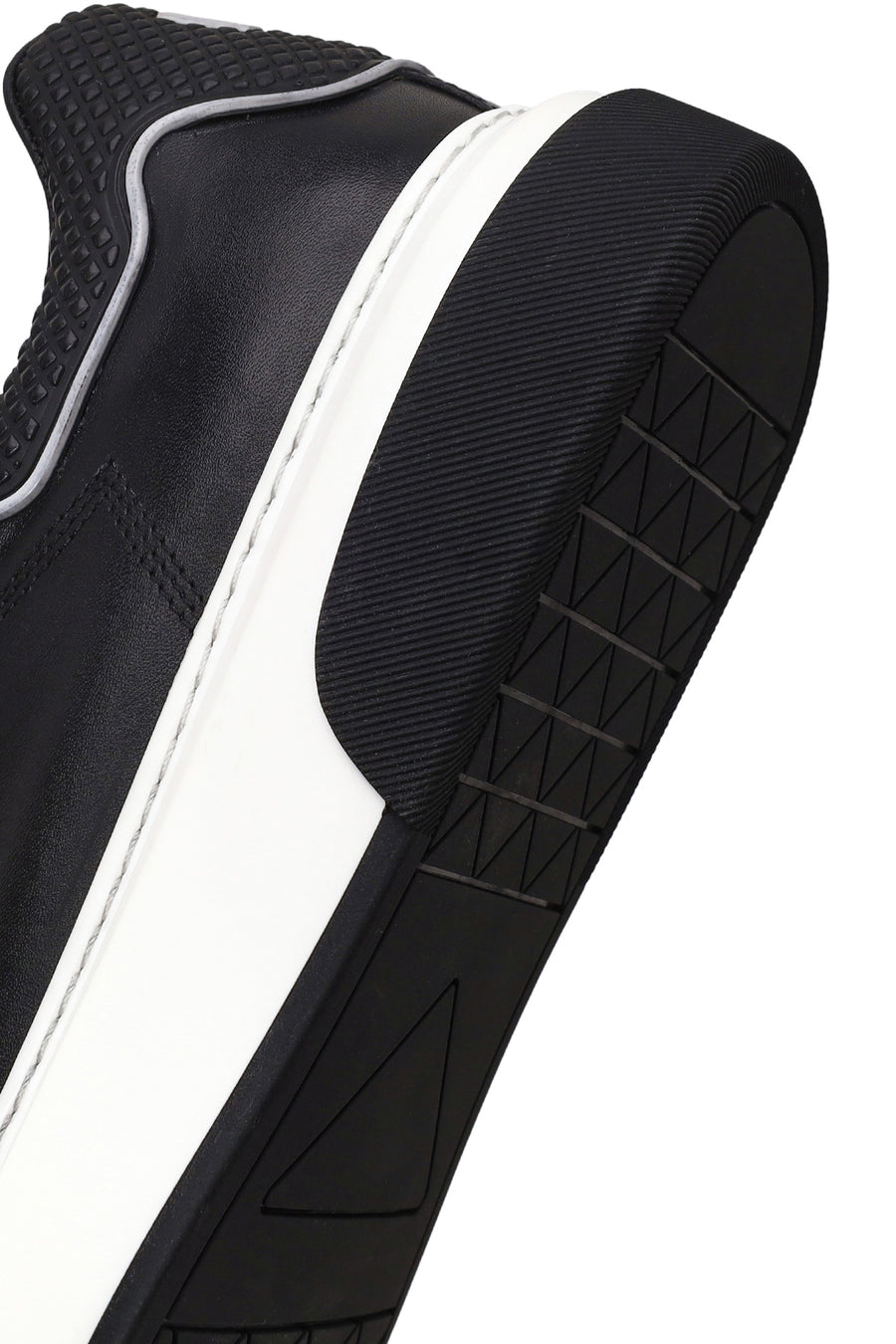 Erkek Siyah Bağcıklı Kalın Tabanlı Deri Sneaker