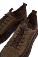 Erkek Vizon Bağcıklı Kalın Tabanlı Deri Sneaker | Derimod