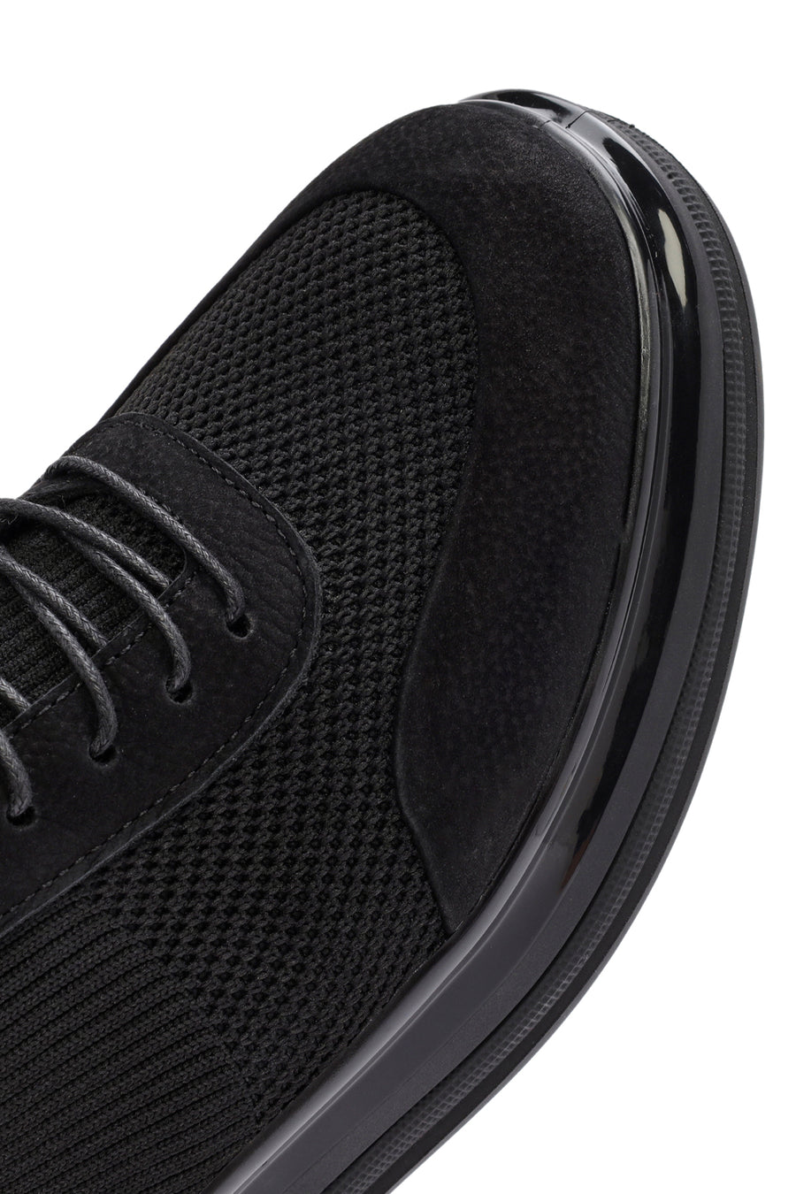 Erkek Siyah Kalın Tabanlı Bağcıklı Kumaş Sneaker