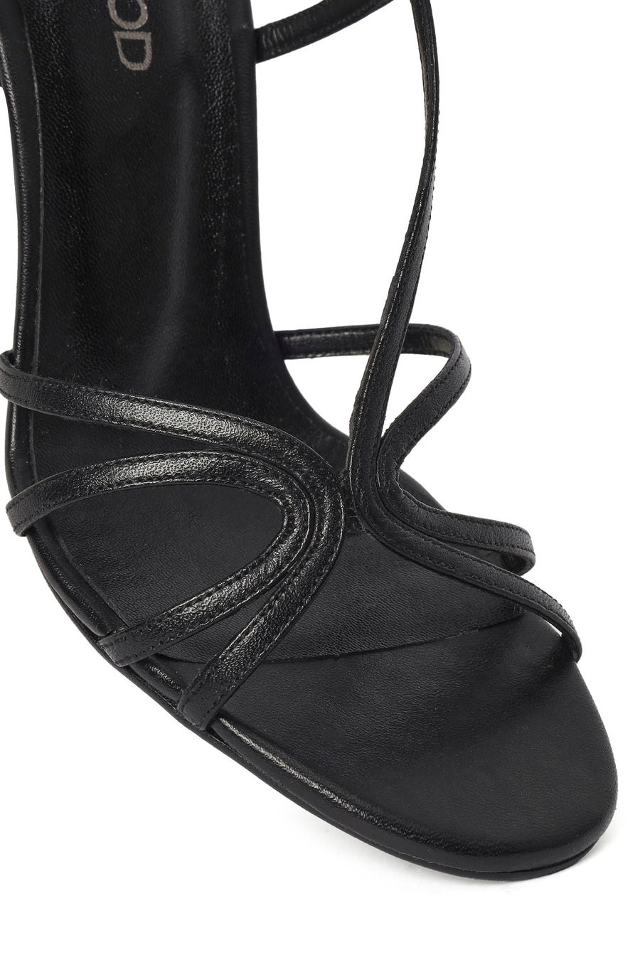 Women's Black High Thin Heel Leather Sandals