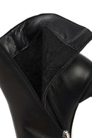 Woman Black Zip Closure Heeled Leather Boots | Derimod