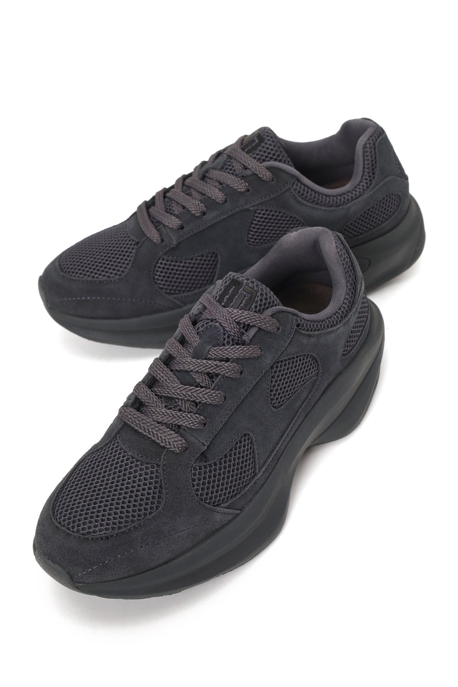 Male Gray Lace-Up Thick-Soled Fabric Sneaker