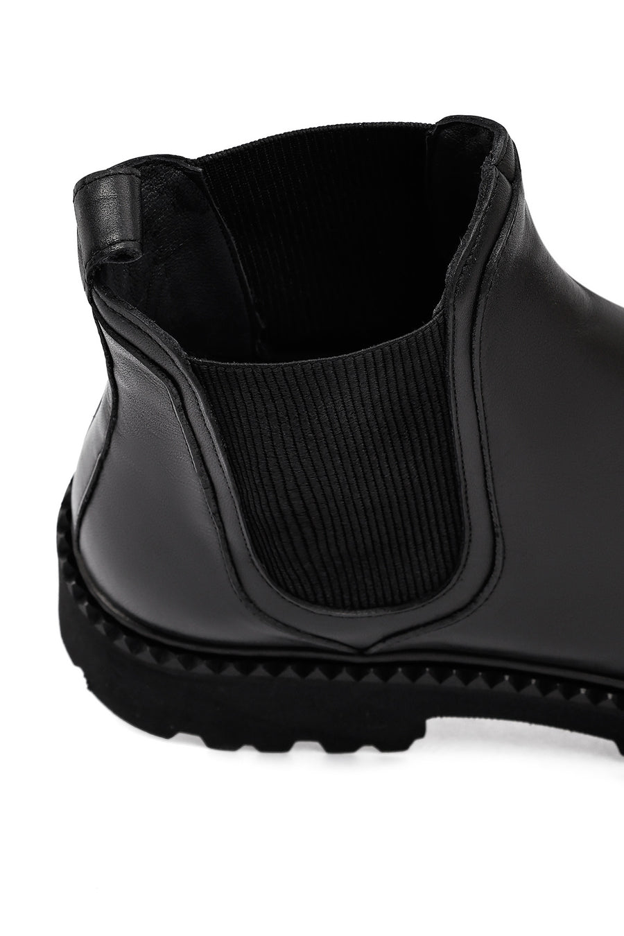 Male Black Thick-Soled Leather Chelsea Boots