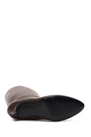 Woman Brown Thin-Heeled Leather Boots | Derimod