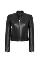 Missy Women's Black Short Leather Jacket | Derimod