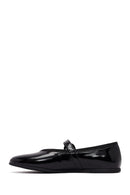 Woman Black Buckled Patent Leather Leather Babet | Derimod