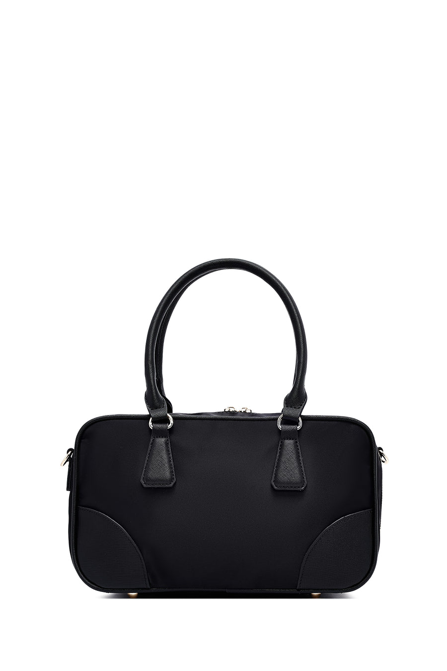 Women's Black Long Strap Accessory Detailed Fabric Handbag
