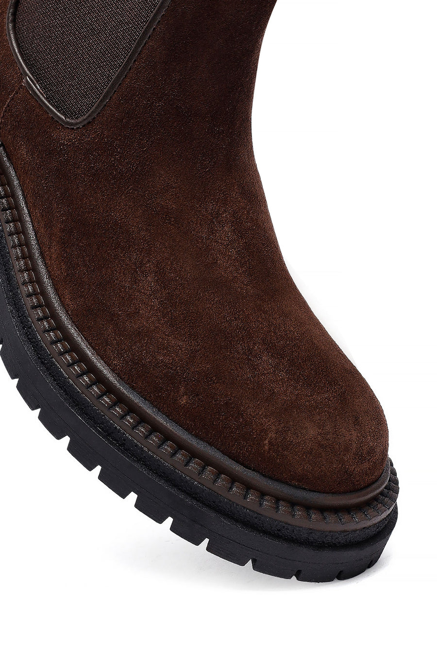 Woman Brown Thick-Soled Suede Leather Chelsea Boots