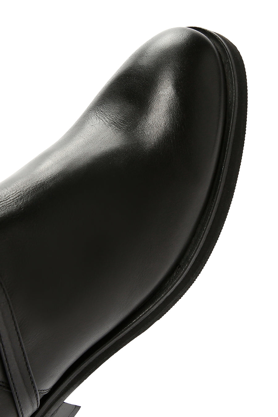 Women's Black Buckle Zippered Leather Boots