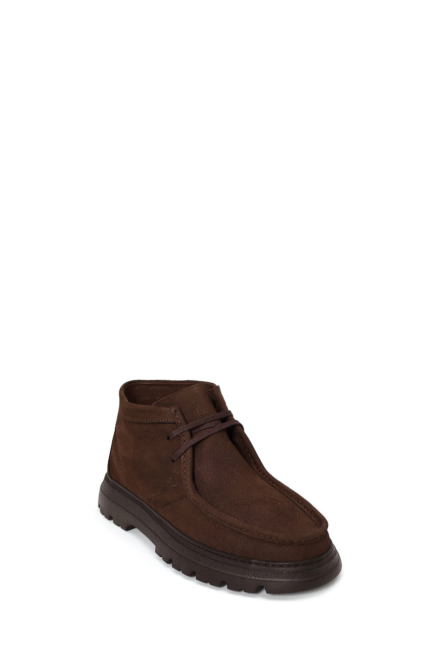 Erkek Kahverengi Bağcıklı Kalın Tabanlı Nubuk Deri Bot