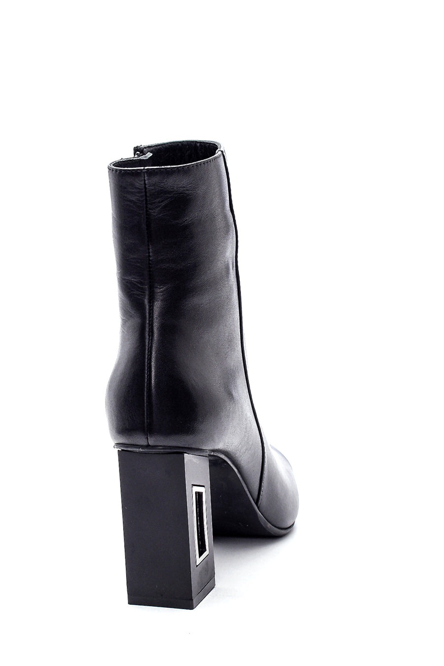 Women's Leather Heel Detailed Boots