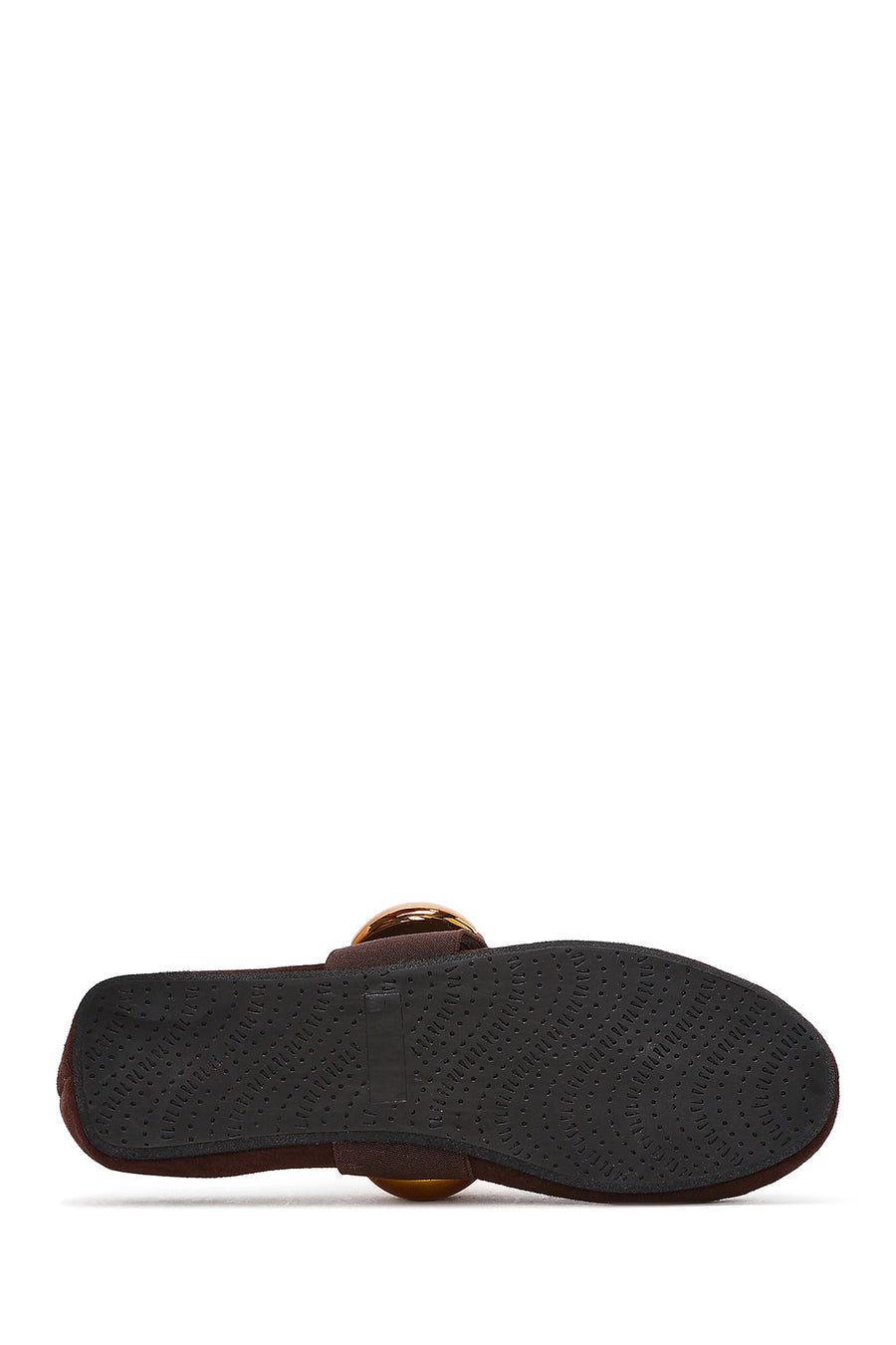 Women's Brown Metal Detailed Suede Leather Ballerinas