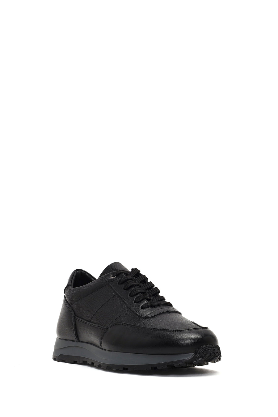 Men's Black Lace-Up Leather Casual Sneaker