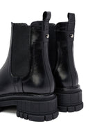 Woman Black Thick Sole Leather Chelsea Boots | Derimod