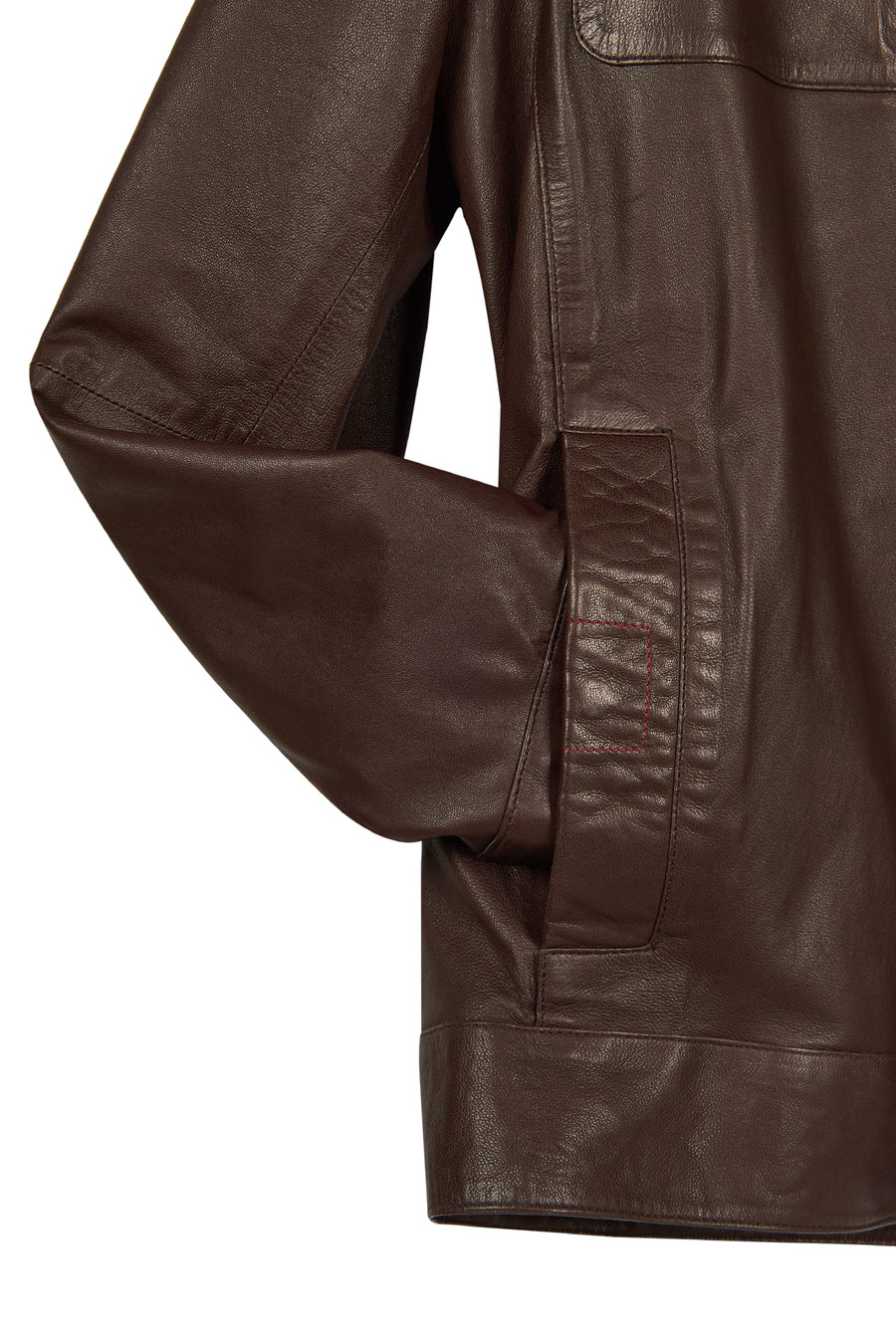 Dybala Male Brown Stand Collar Leather Jacket